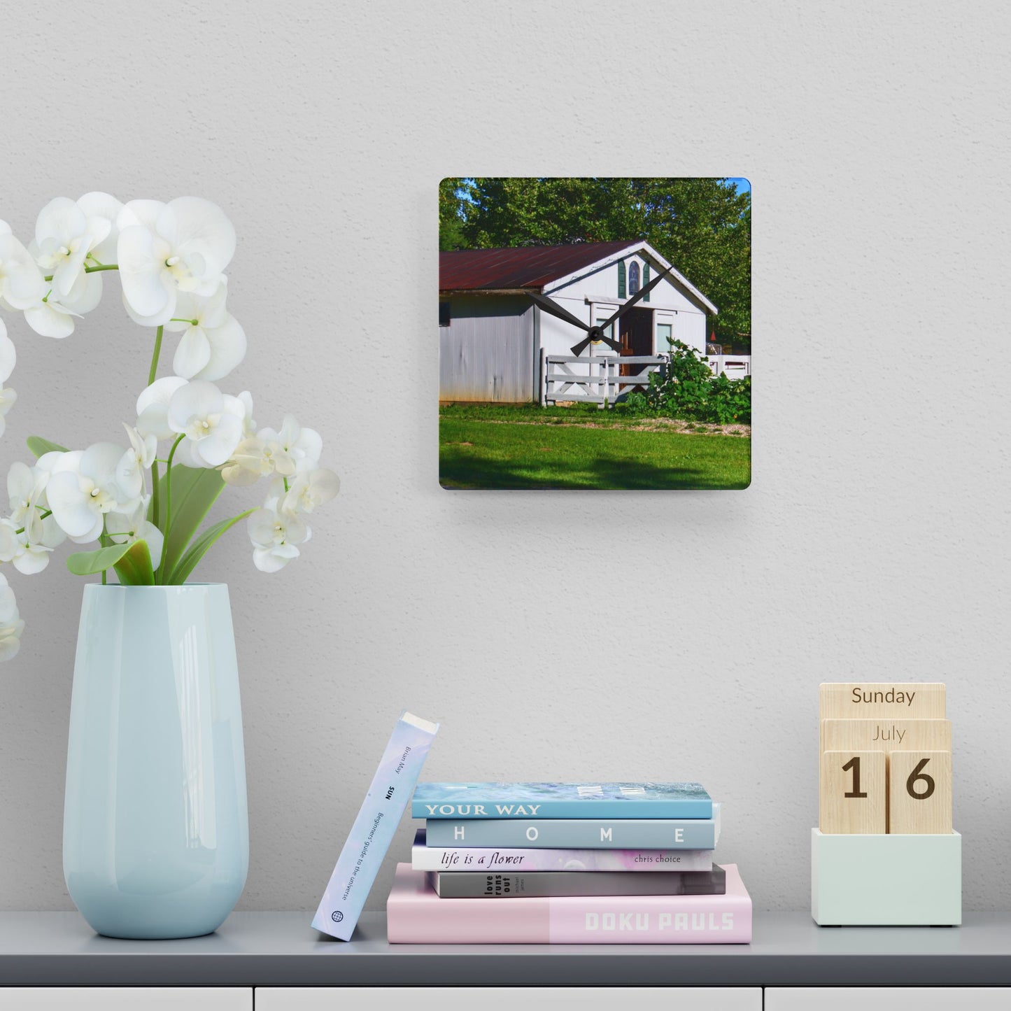 U R There Photography Beyond the Fence on Baldwin Rustic Farmhouse Acrylic Analog Wall Clock