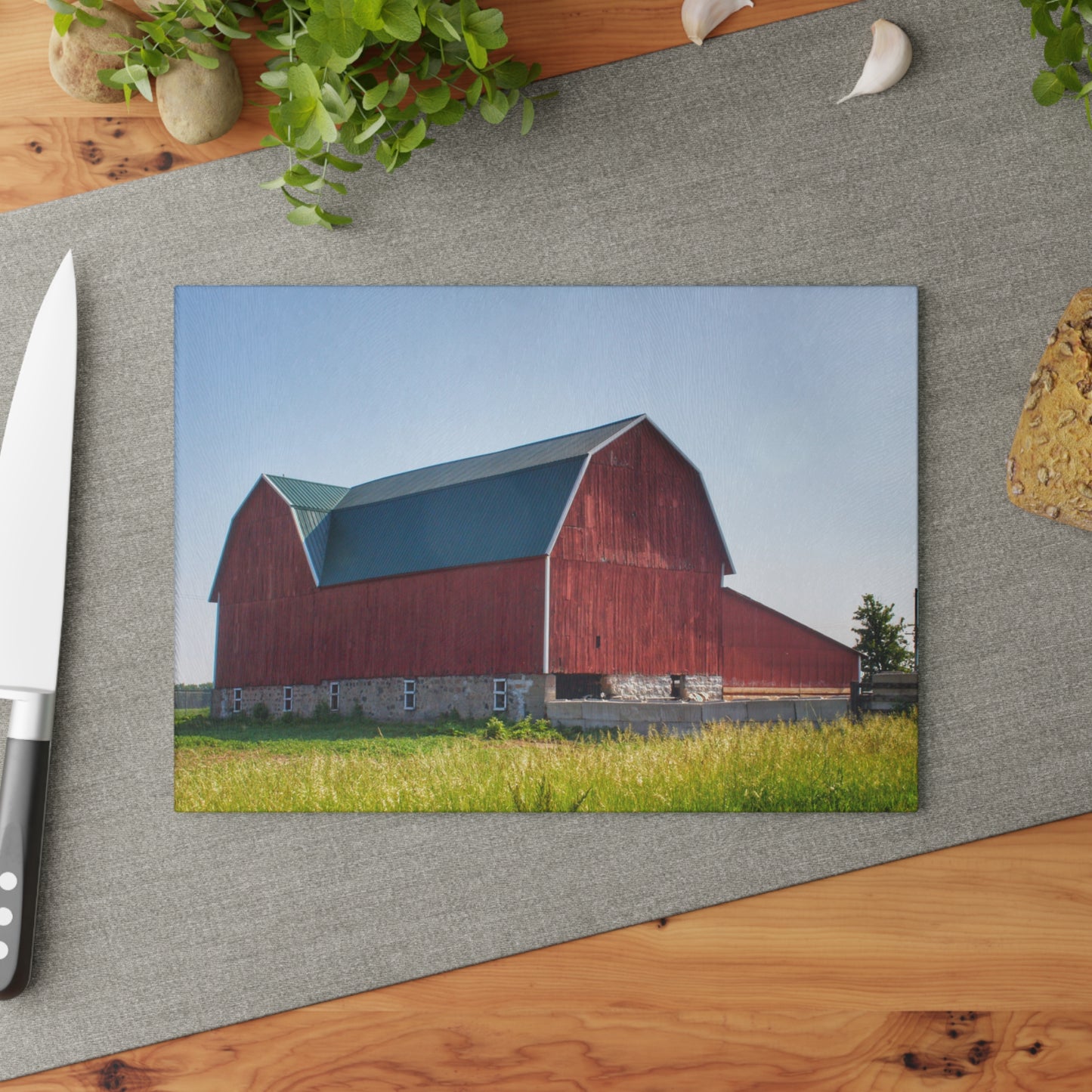 U R There Photography Burnside Red Rustic Farmhouse Tempered-Glass Cutting Board