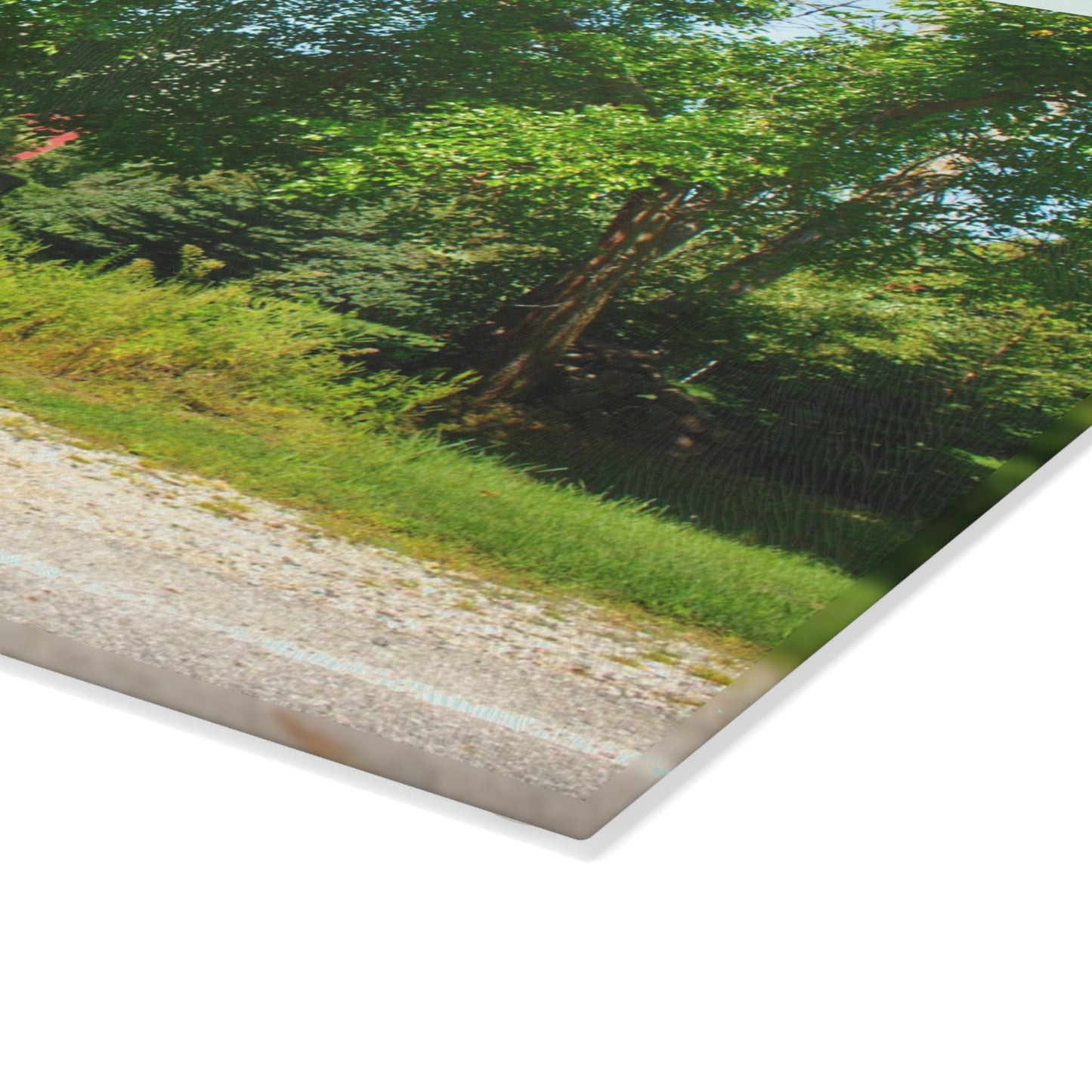 U R There Photography Caro Hidden Red Rustic Farmhouse Tempered-Glass Cutting Board
