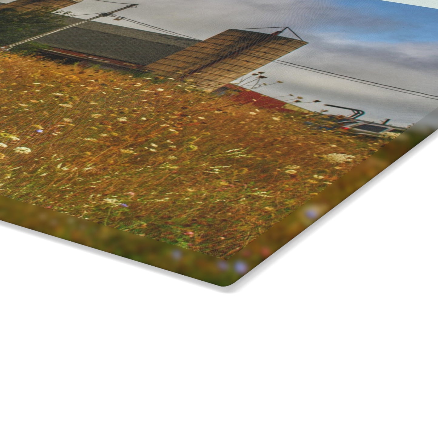 U R There Photography Brown Road Hidden Reds Rustic Farmhouse Tempered-Glass Cutting Board