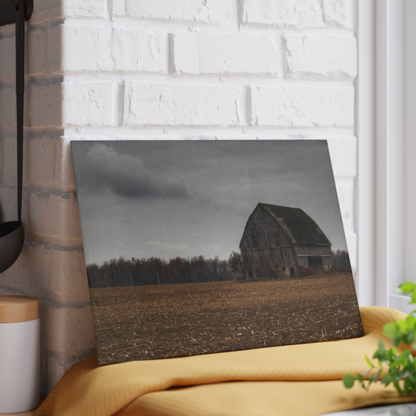U R There Photography Stone Road Old Grey I Rustic Farmhouse Tempered-Glass Cutting Board