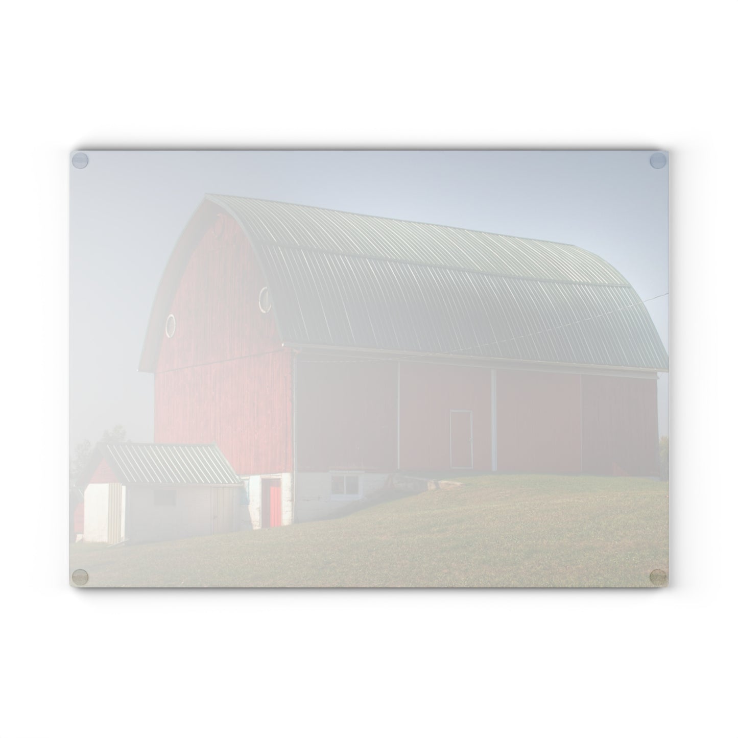U R There Photography Barnes Road Red I Rustic Farmhouse Tempered-Glass Cutting Board