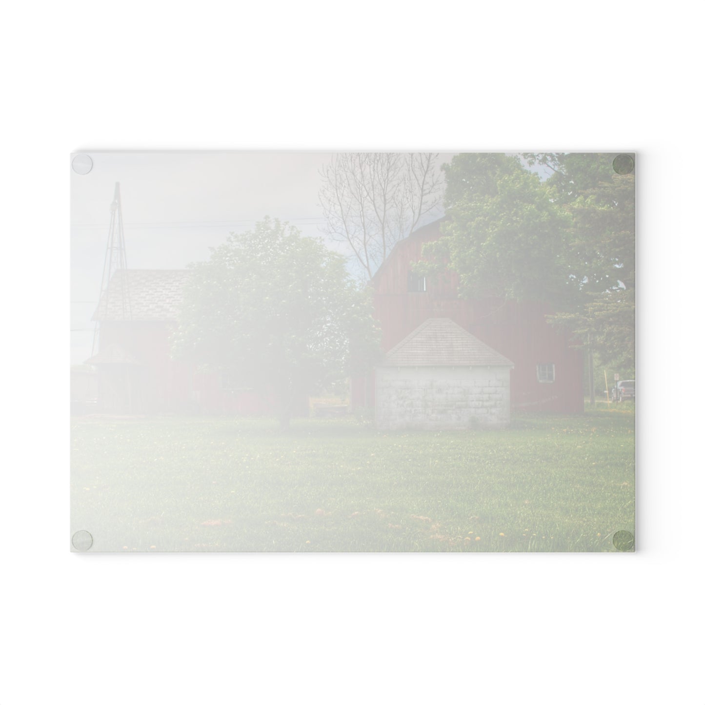 U R There Photography Roods Lake Road Red I Rustic Farmhouse Tempered-Glass Cutting Board