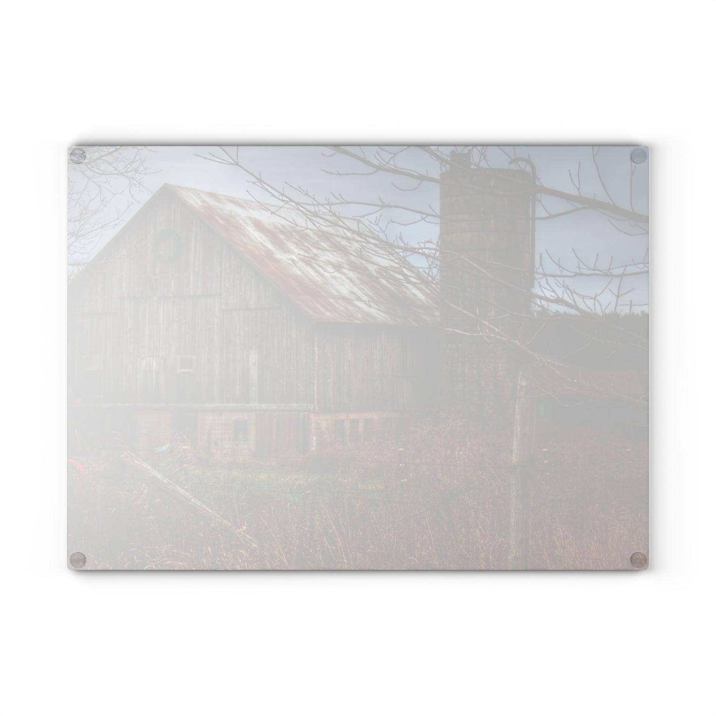 U R There Photography Churchill Christmas Barn II Rustic Farmhouse Tempered-Glass Cutting Board