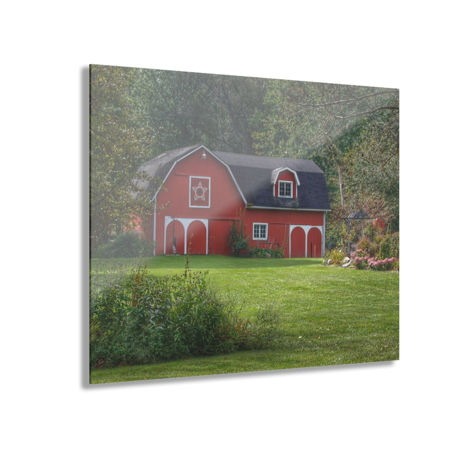 U R There Photography Charming Red Rustic Farmhouse Acrylic Wall Print