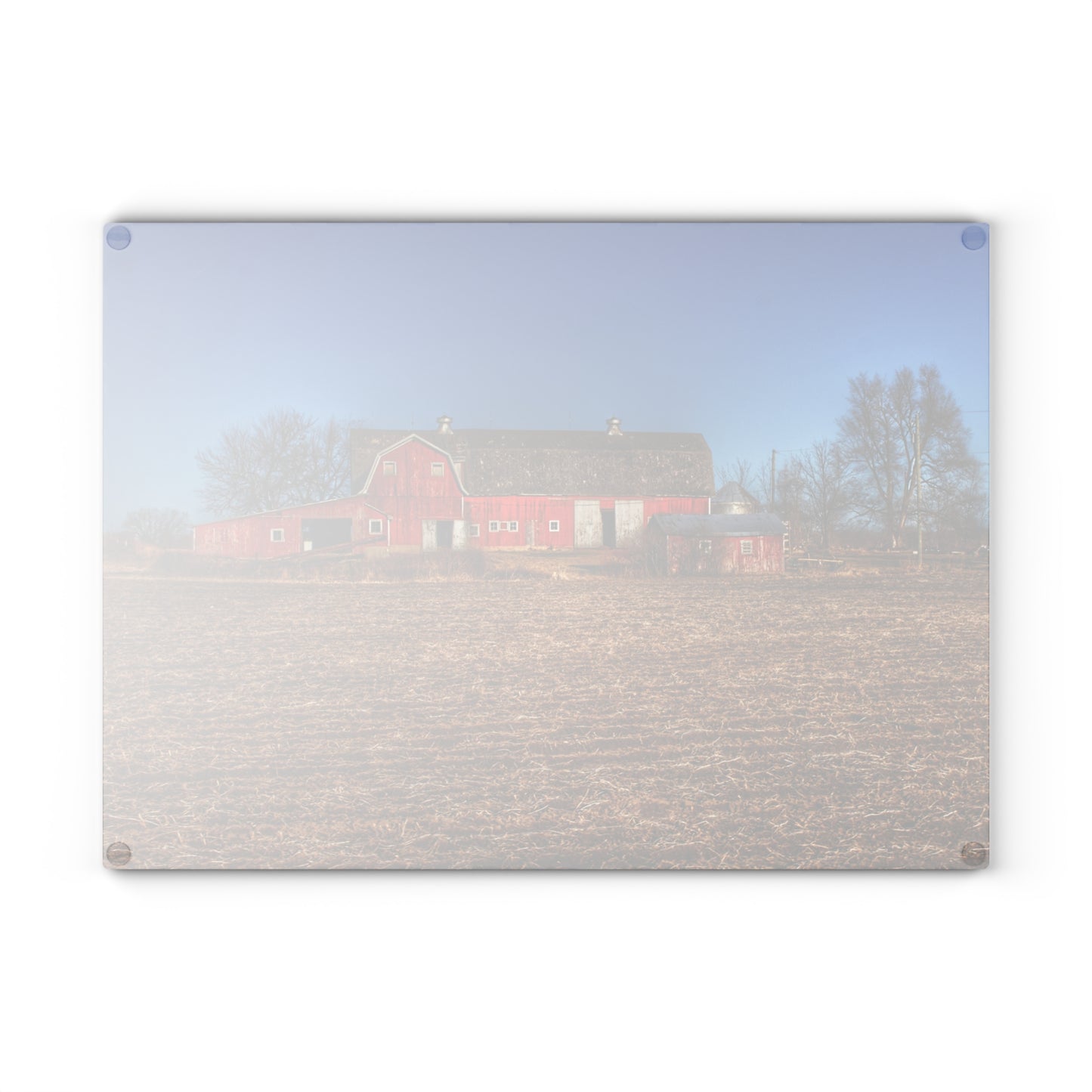 U R There Photography Rochester Road Red II Rustic Farmhouse Tempered-Glass Cutting Board