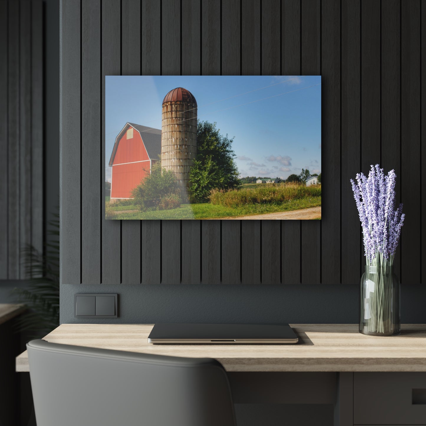 U R There Photography August Red and Silo Rustic Farmhouse Acrylic Wall Print