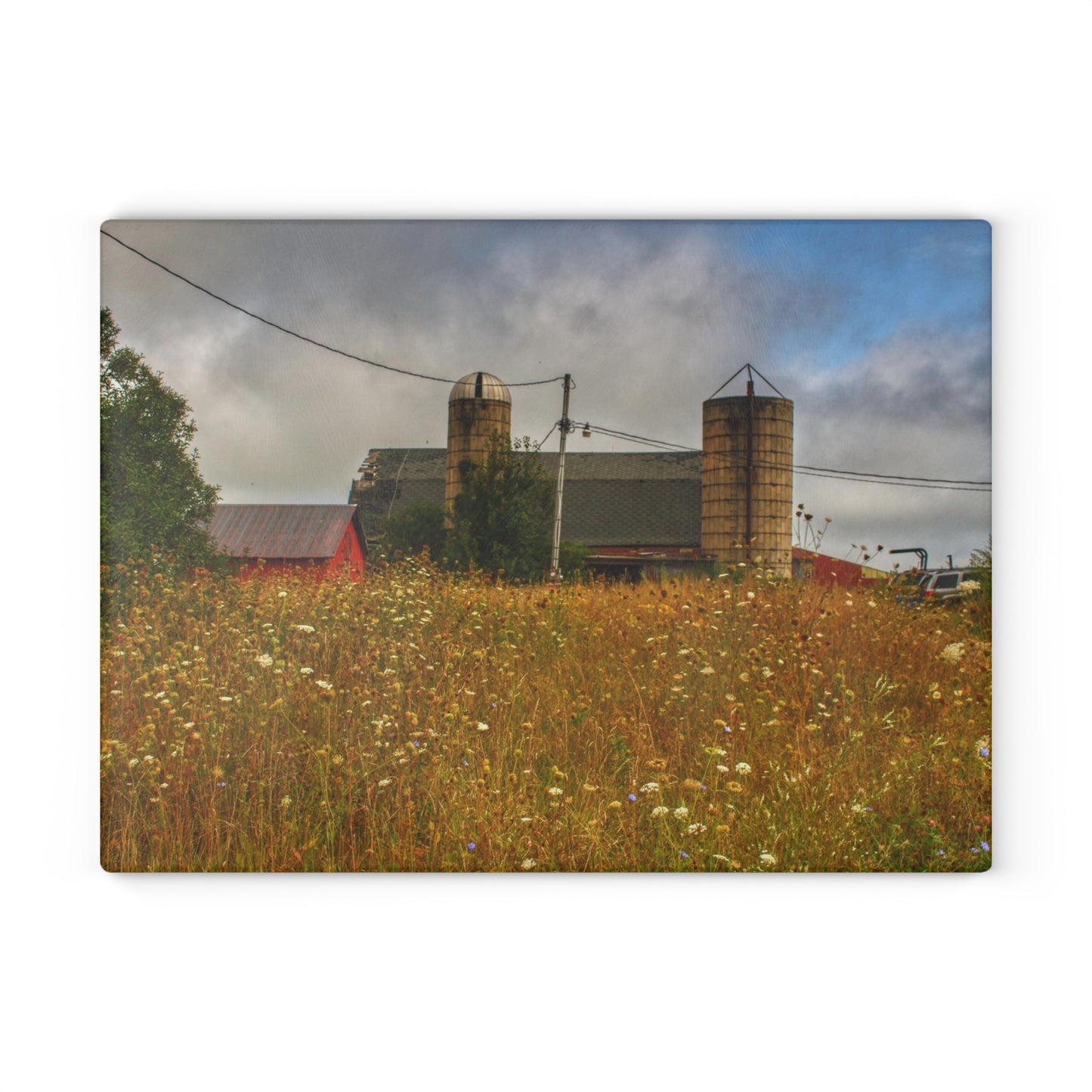 U R There Photography Brown Road Hidden Reds Rustic Farmhouse Tempered-Glass Cutting Board