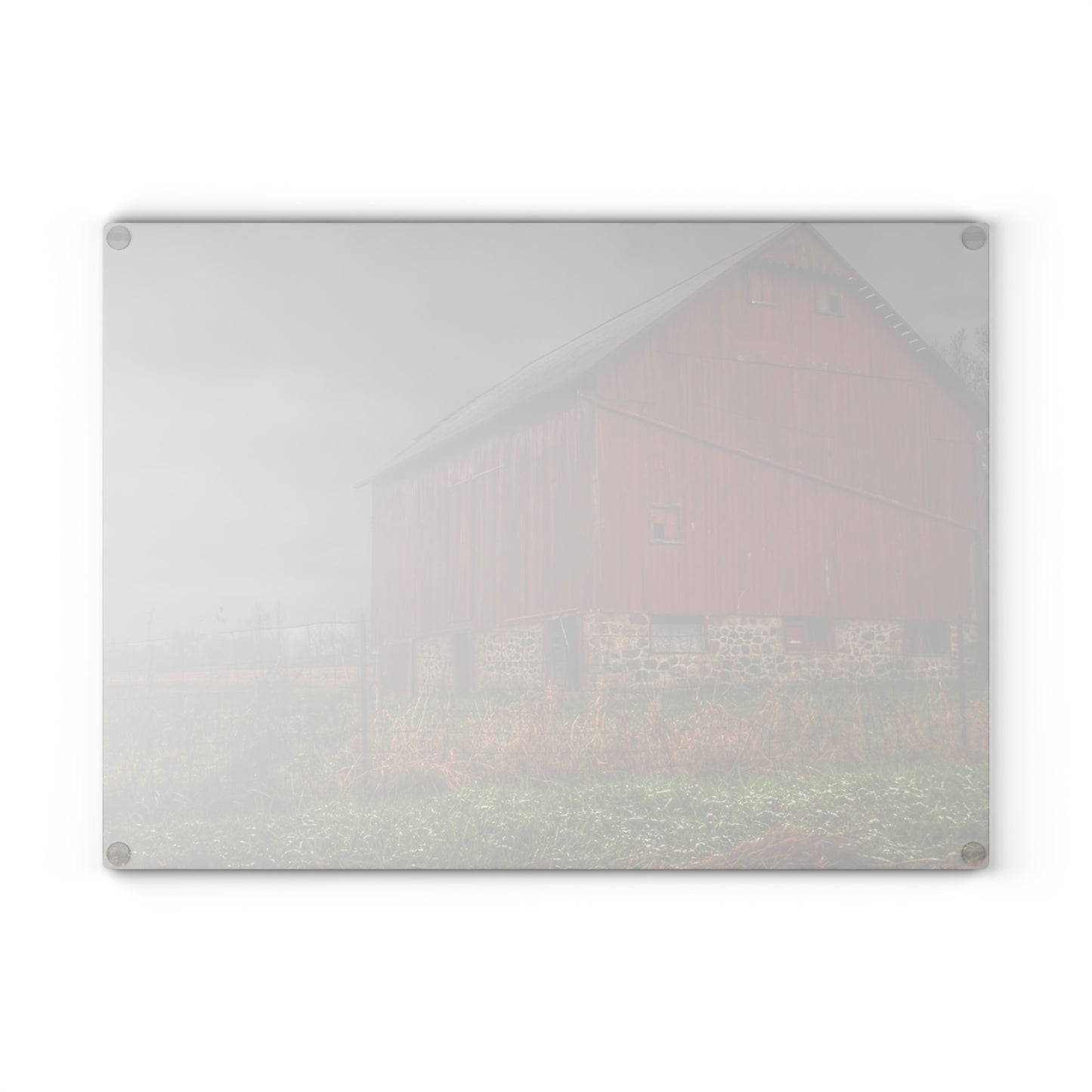 U R There Photography Bowers Road Red III Rustic Farmhouse Tempered-Glass Cutting Board