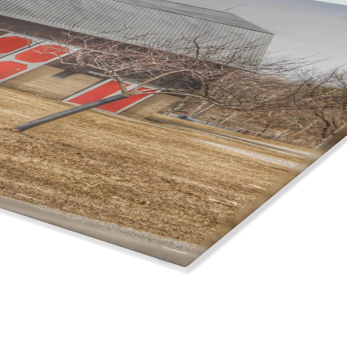 U R There Photography Sheridan Road Grey Rustic Farmhouse Tempered-Glass Cutting Board