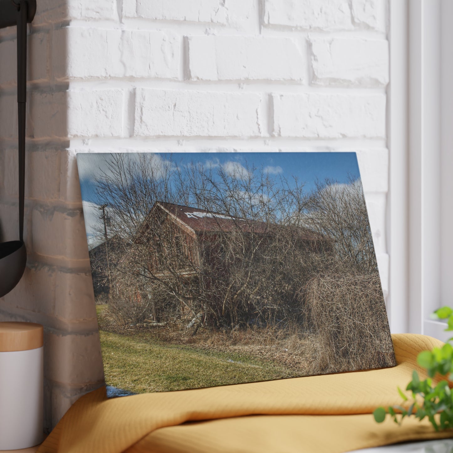 U R There Photography Buried Burnside Greys I Rustic Farmhouse Tempered-Glass Cutting Board