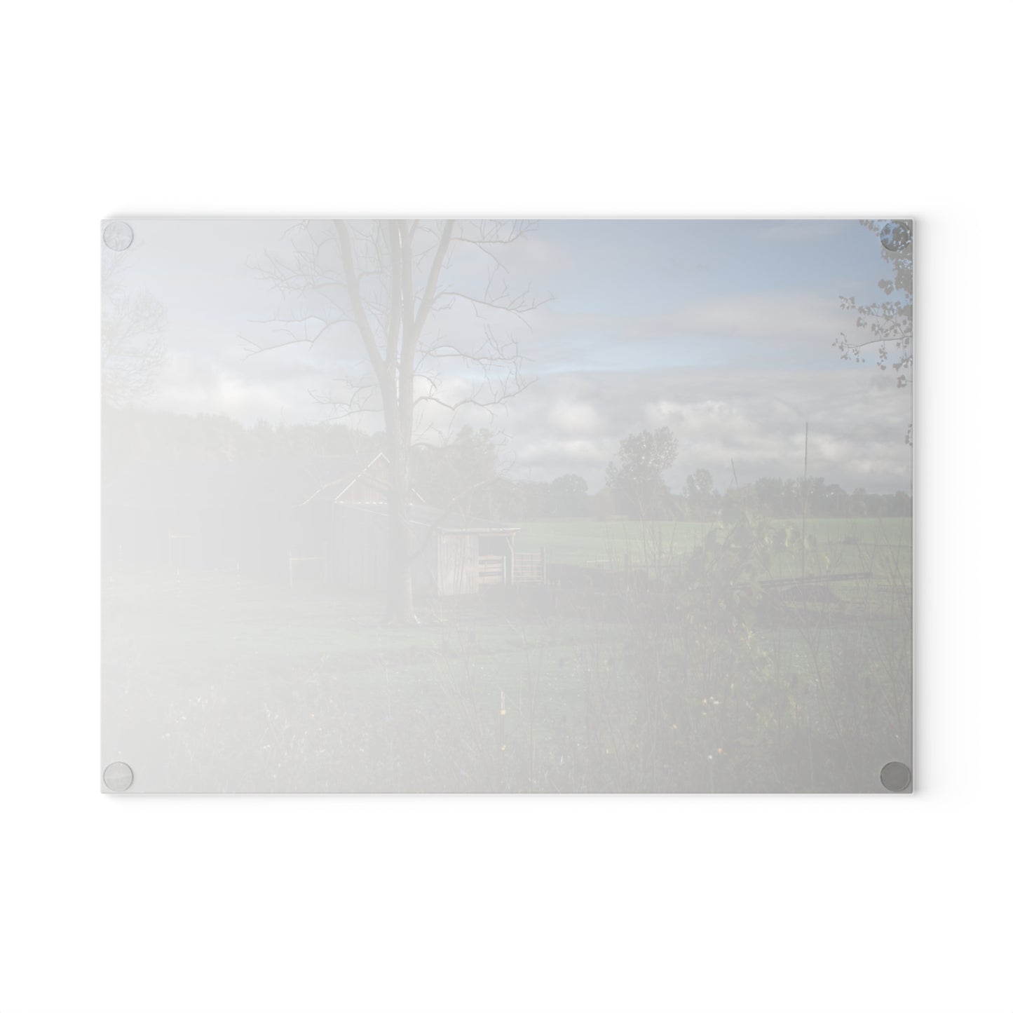 U R There Photography West Oregon Road Hidden Red IV Rustic Farmhouse Tempered-Glass Cutting Board