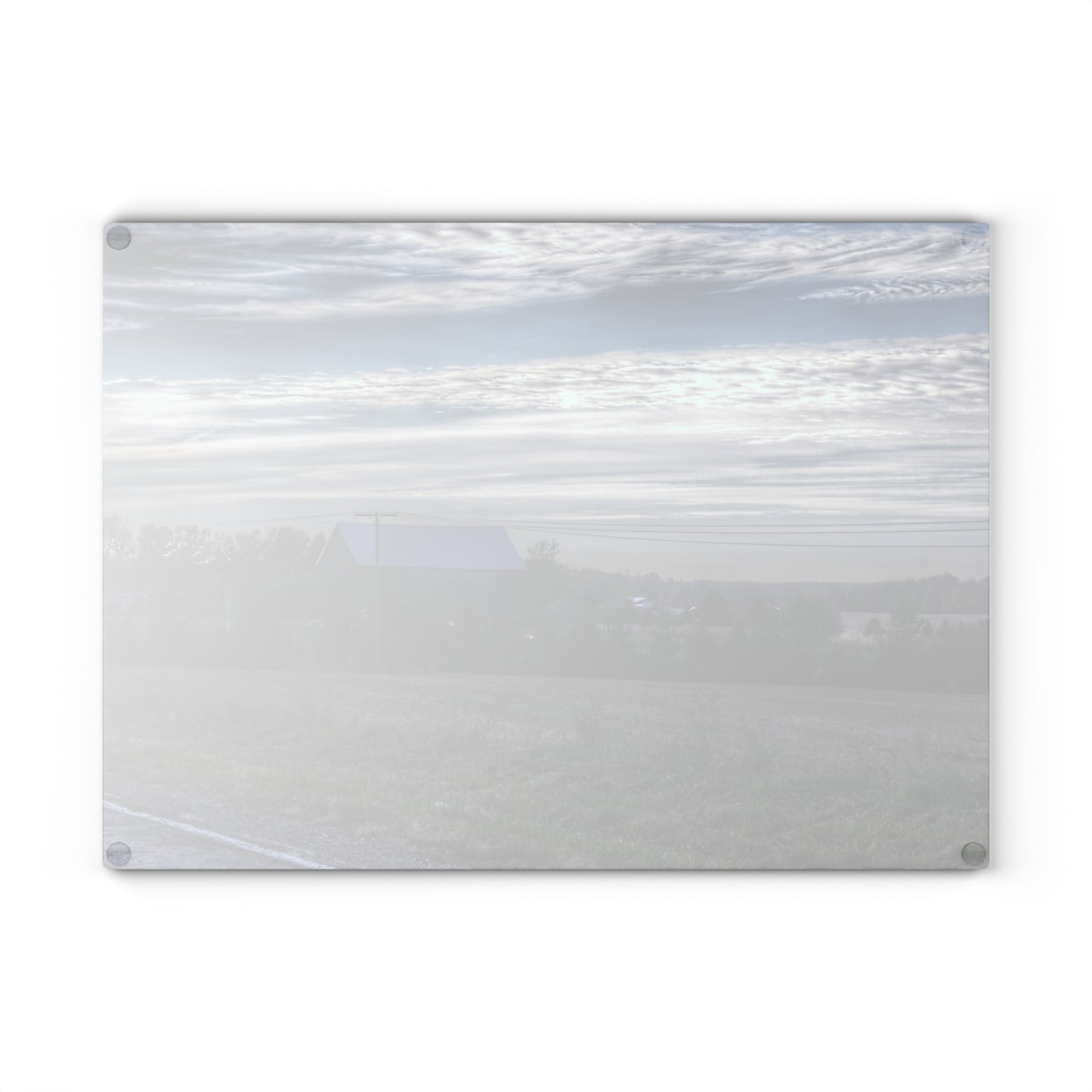 U R There Photography Burnside Road Grey Blues Rustic Farmhouse Tempered-Glass Cutting Board 8"x 11"