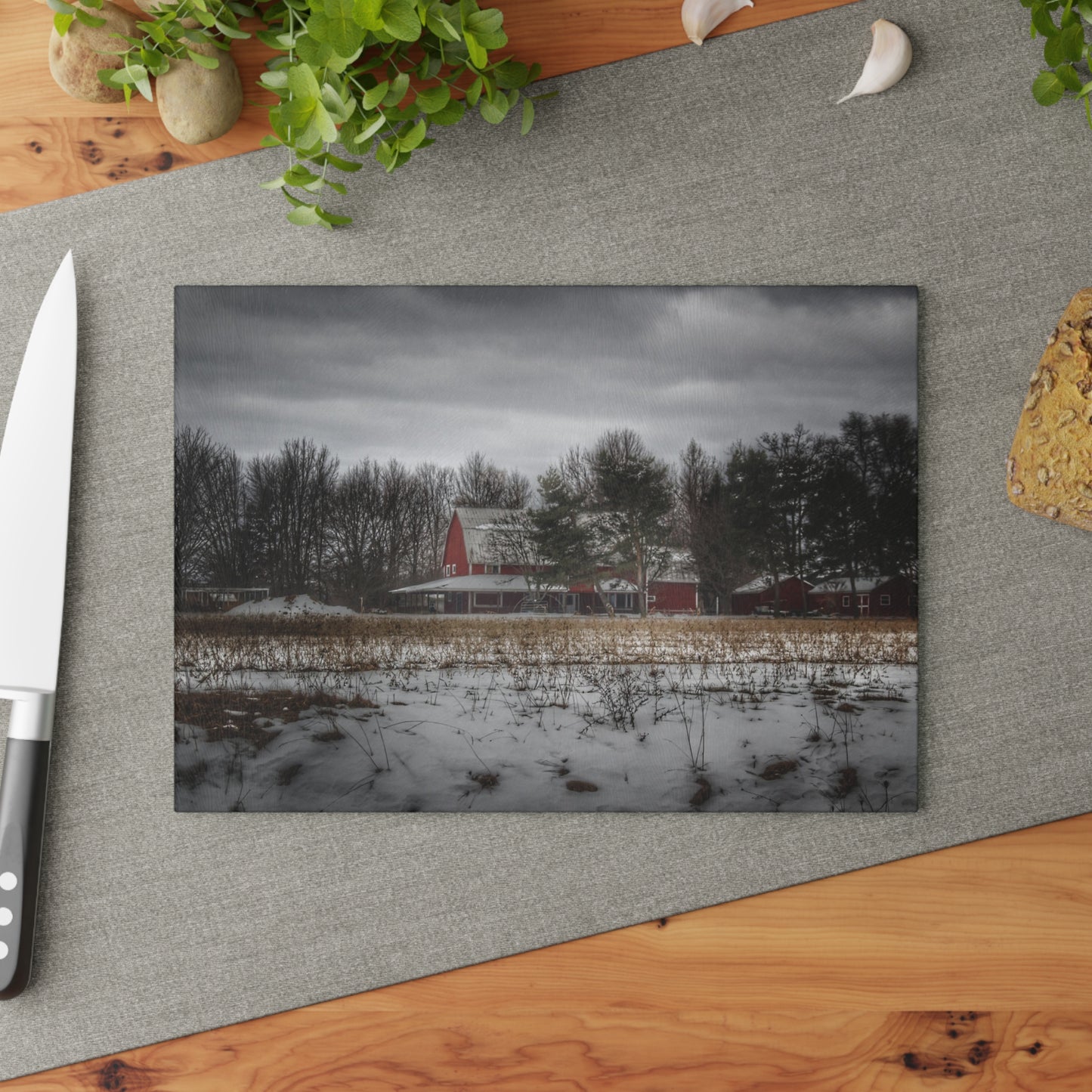 U R There Photography Across the Field in Thornville Rustic Farmhouse Tempered-Glass Cutting Board
