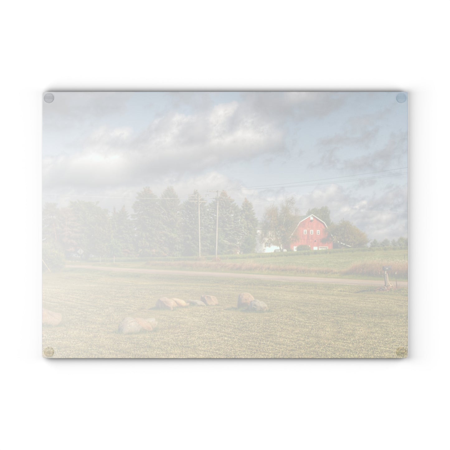 U R There Photography Across the Road Rustic Farmhouse Tempered-Glass Cutting Board