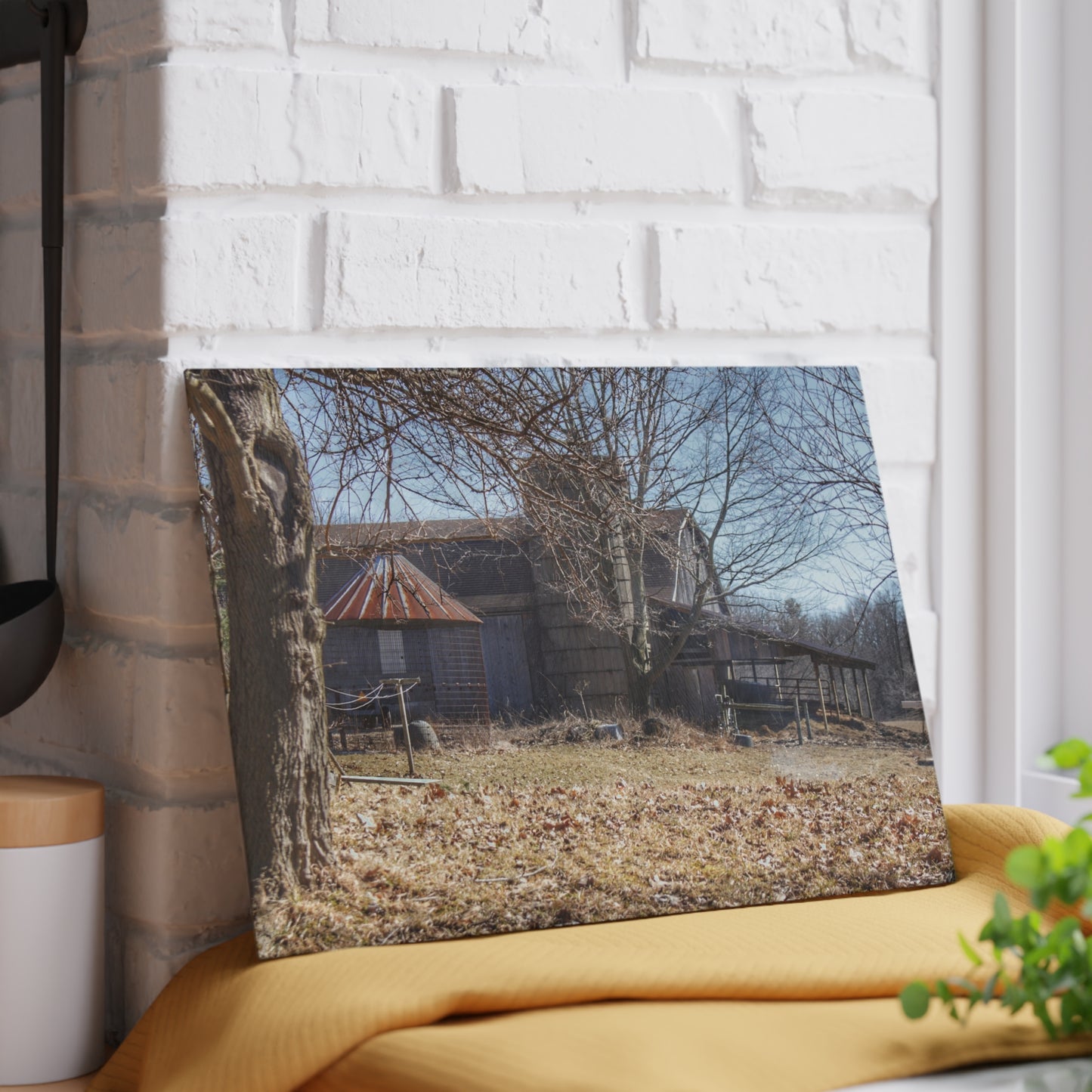 U R There Photography Hagerman Hidden Rustic Farmhouse Tempered-Glass Cutting Board