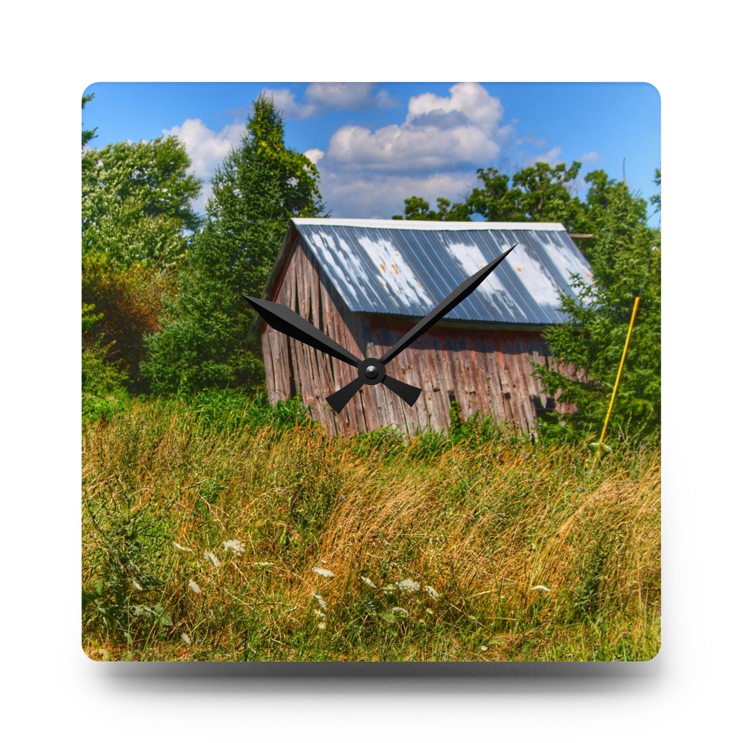 U R There Photography Lake Road Little Crooked Grey Rustic Farmhouse Acrylic Analog Wall Clock