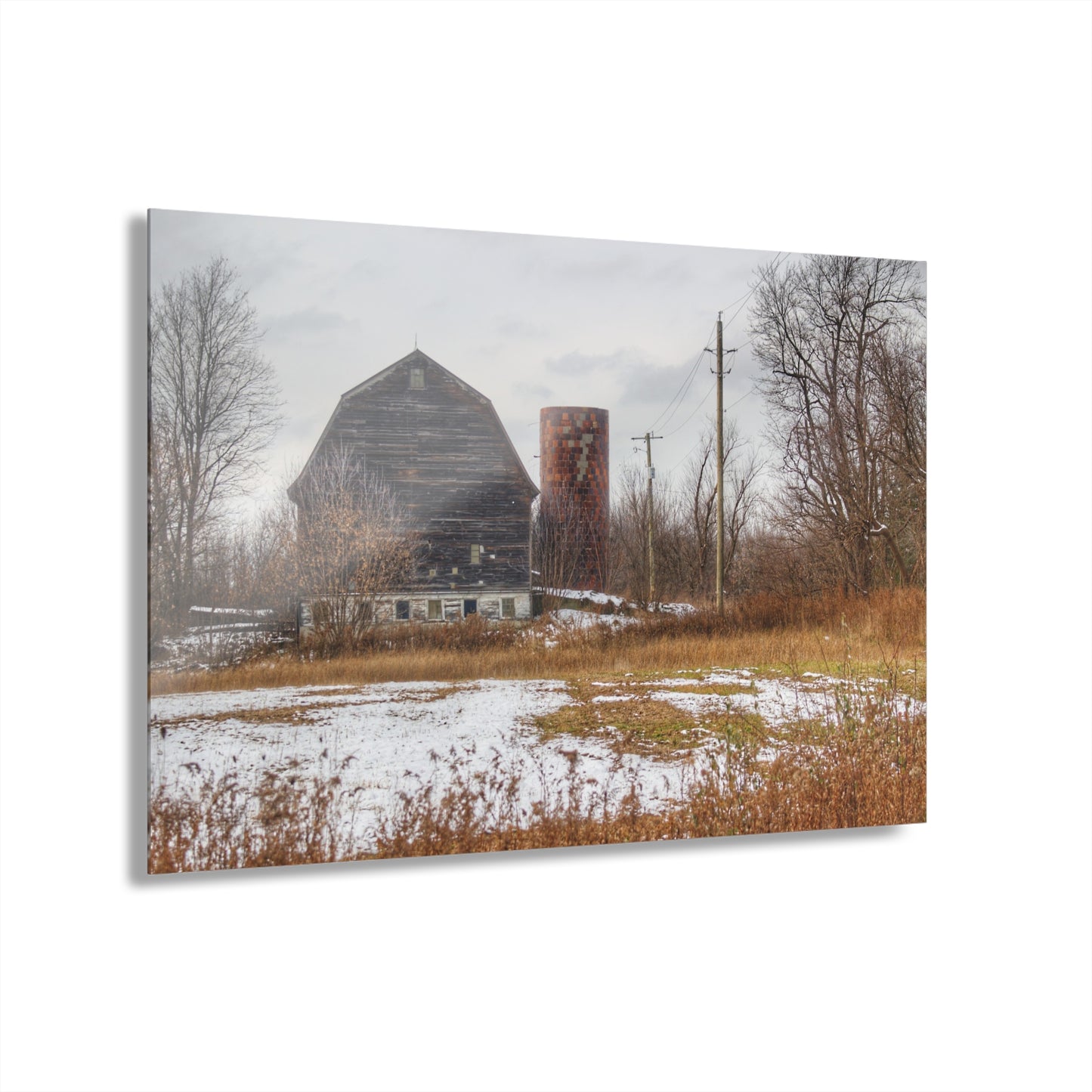 U R There Photography Secord Lake Road Grey Rustic Farmhouse Acrylic Wall Print