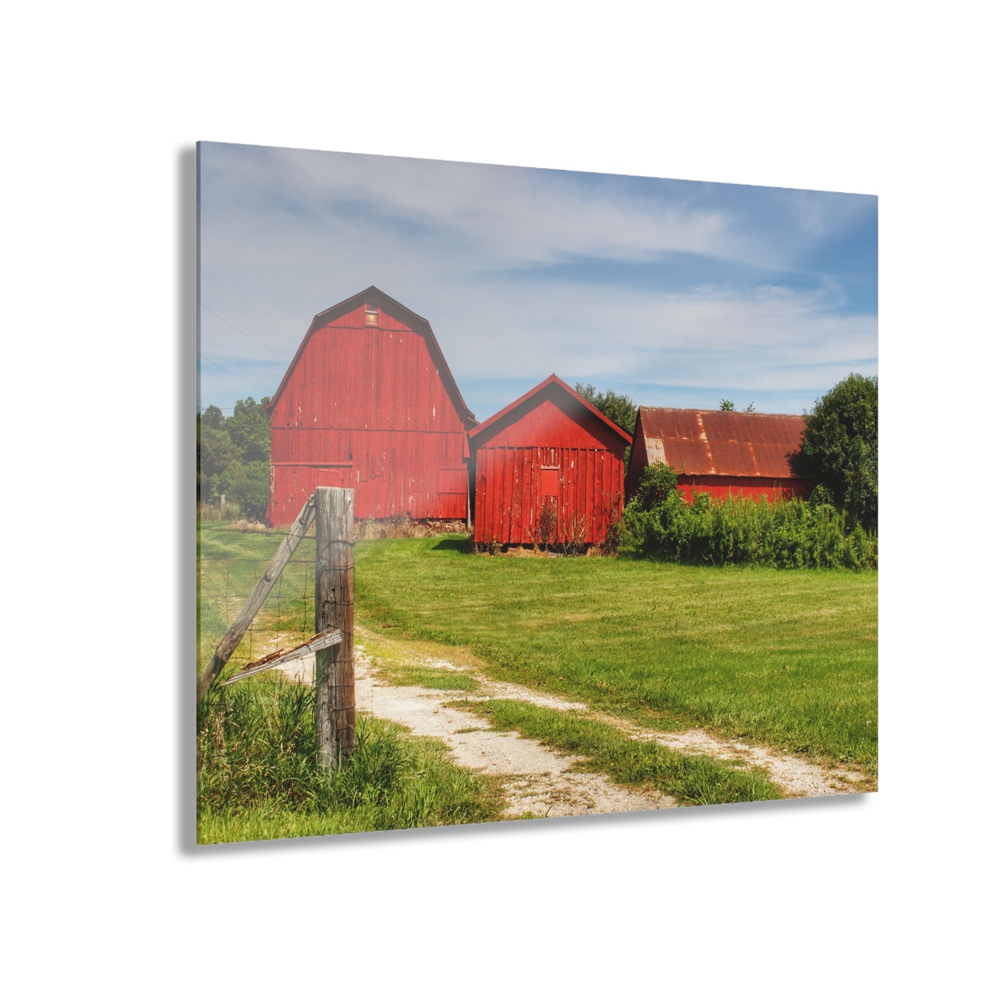 U R There Photography South Oak Road Reds I Rustic Farmhouse Acrylic Wall Print
