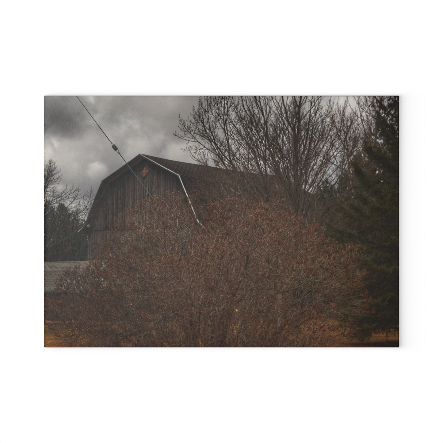 U R There Photography Caro Grey Hidden Rustic Farmhouse Tempered-Glass Cutting Board