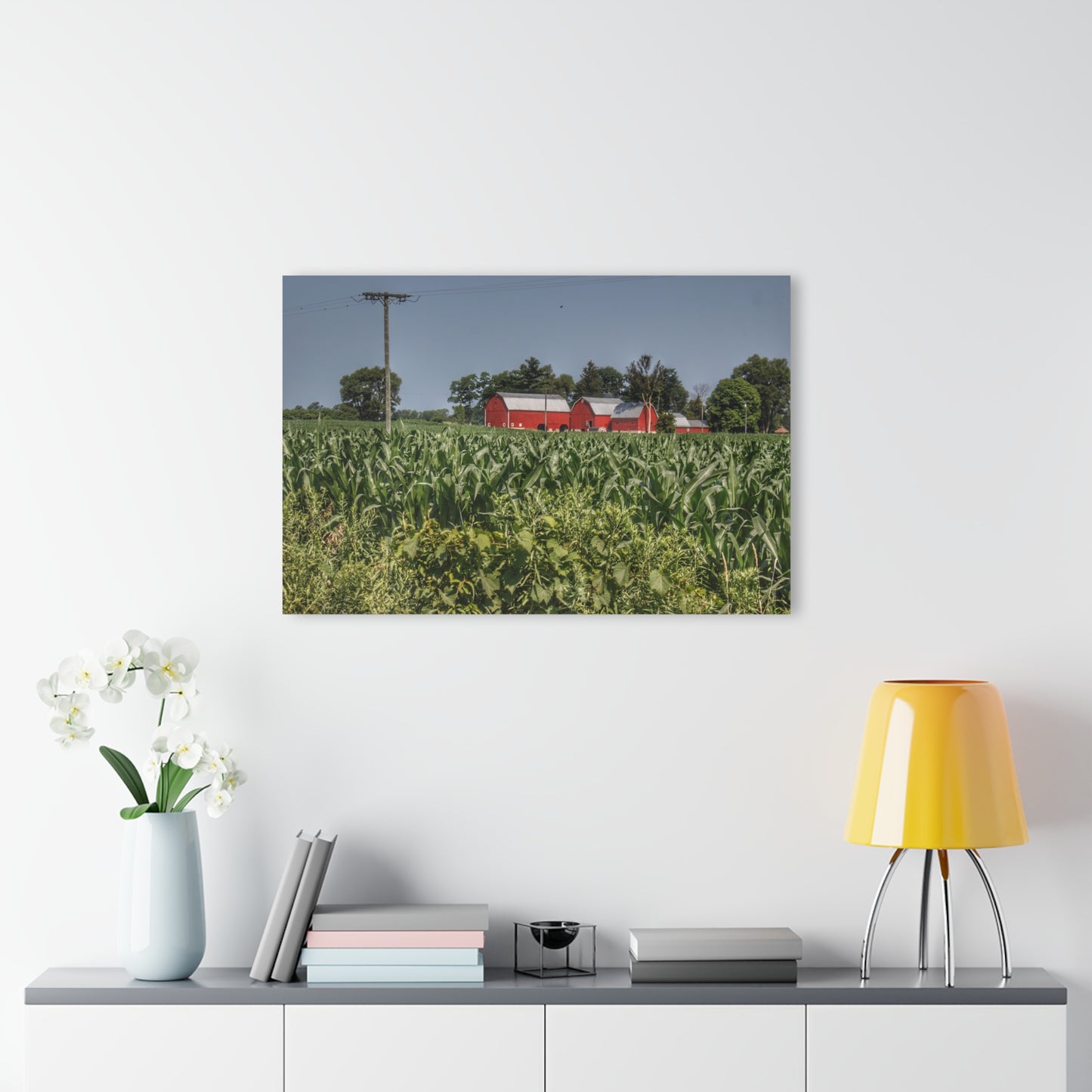 U R There Photography Shoemaker Road Reds Beyond the Corn Rustic Farmhouse Acrylic Wall Print