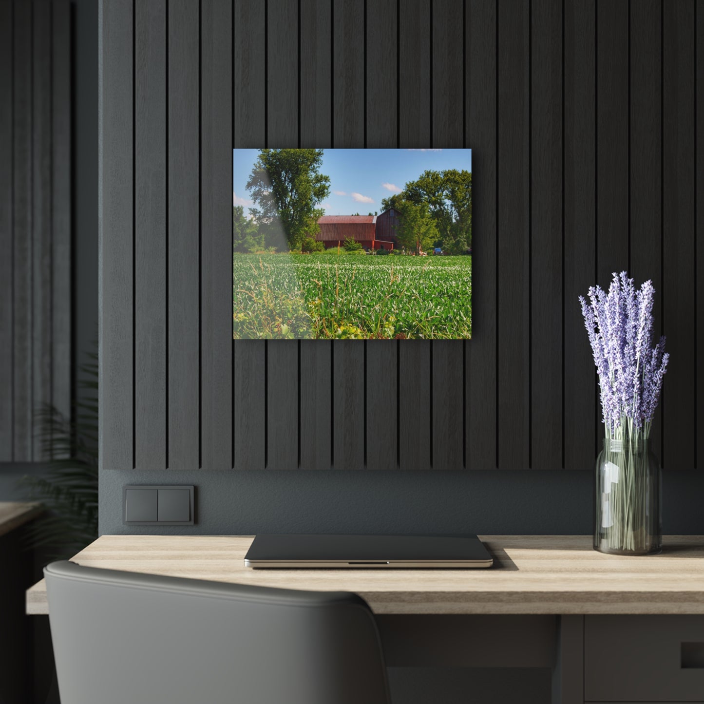U R There Photography Canada Road Hidden Red Rustic Farmhouse Acrylic Wall Print