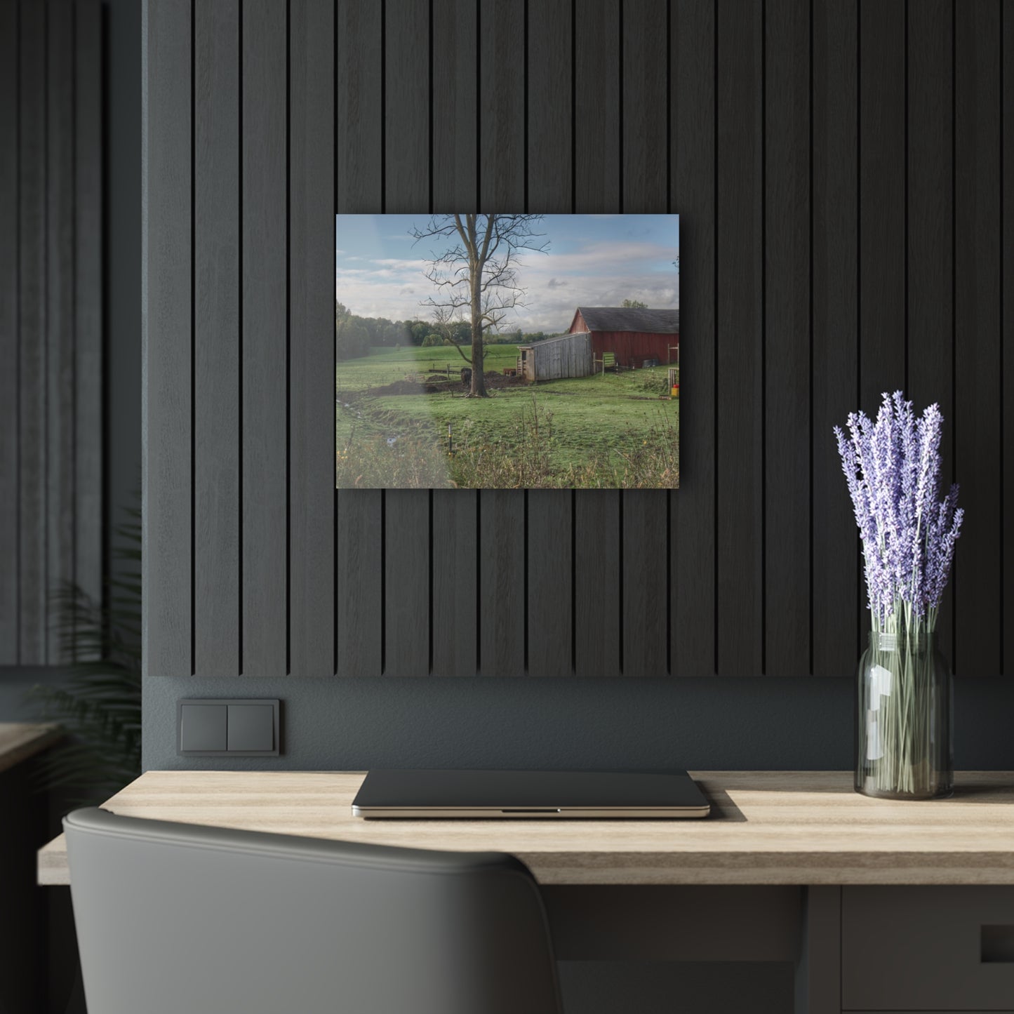 U R There Photography West Oregon Road Hidden Red III Rustic Farmhouse Acrylic Wall Print