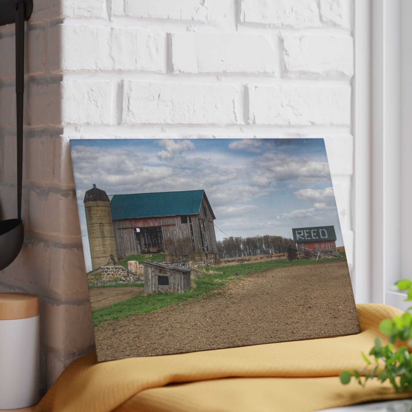 U R There Photography Cedar Creek Road Reds Rustic Farmhouse Tempered-Glass Cutting Board