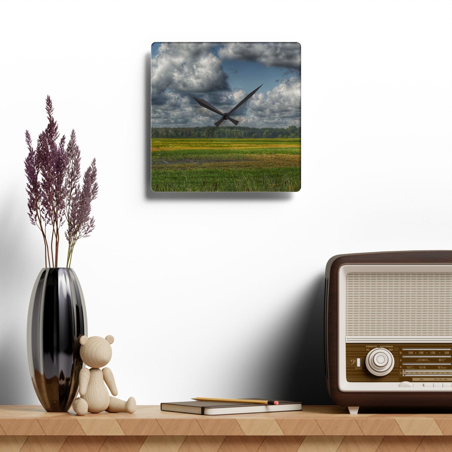 U R There Photography Skies of September Rustic Farmhouse Acrylic Analog Wall Clock