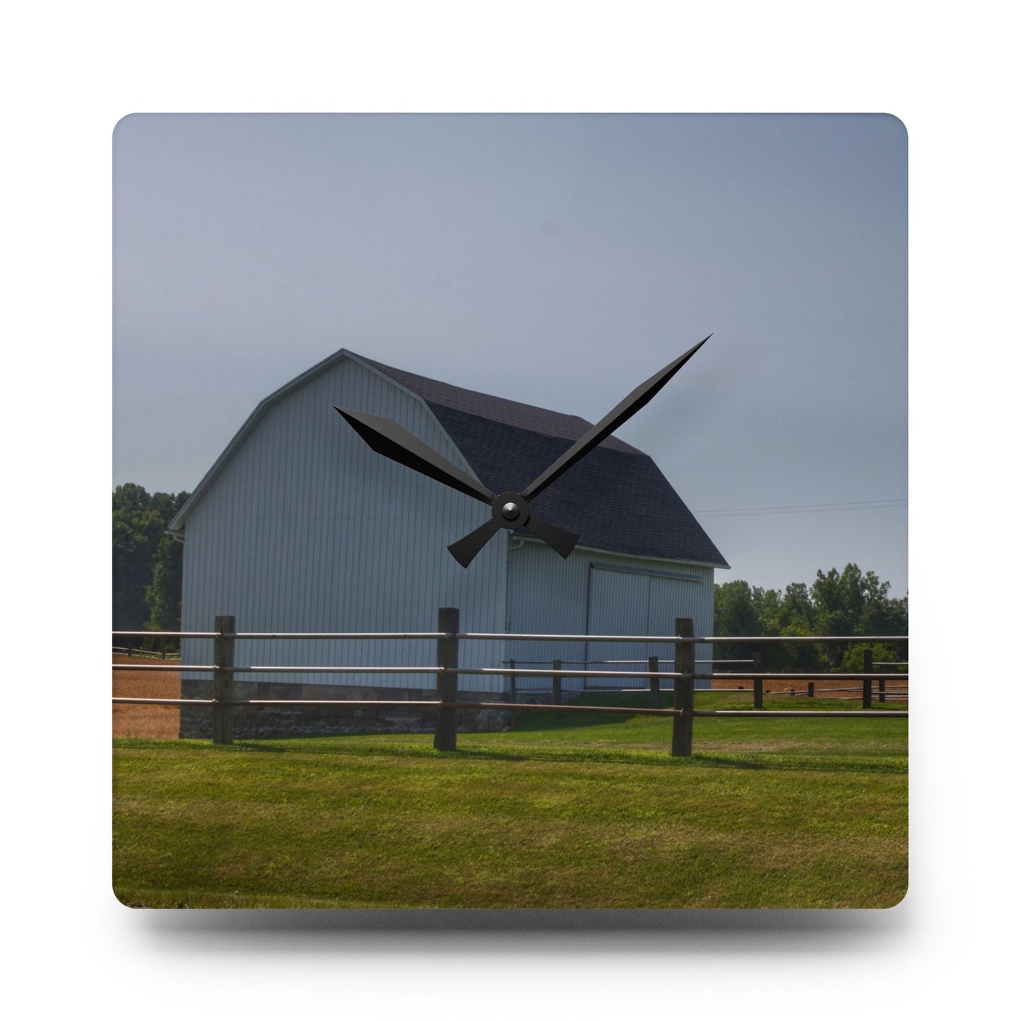 U R There Photography M-90 White and Windmill I Rustic Farmhouse Acrylic Analog Wall Clock