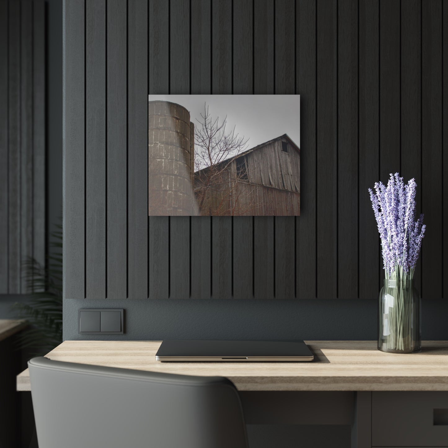 U R There Photography Brandon Hill Grey Rustic Farmhouse Acrylic Wall Print