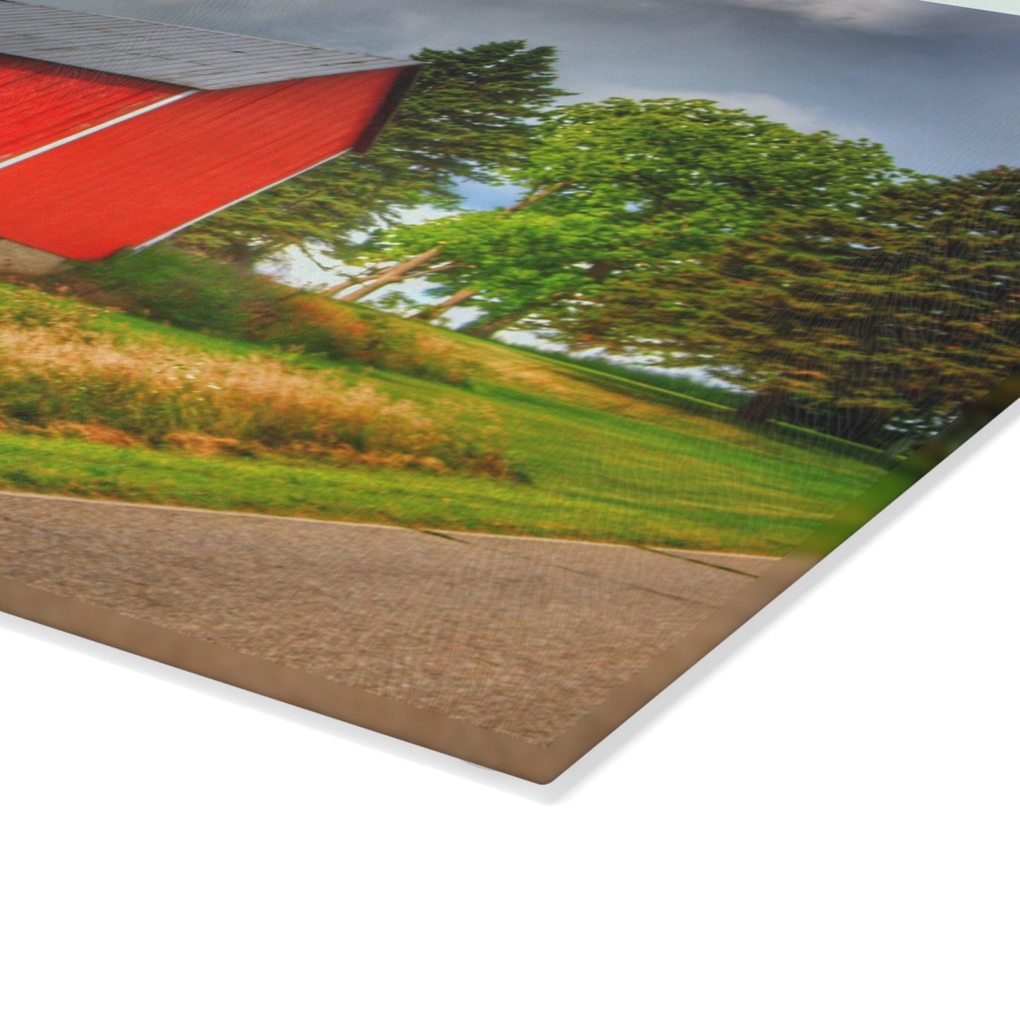 U R There Photography West Brown Horse Barn I Rustic Farmhouse Tempered-Glass Cutting Board