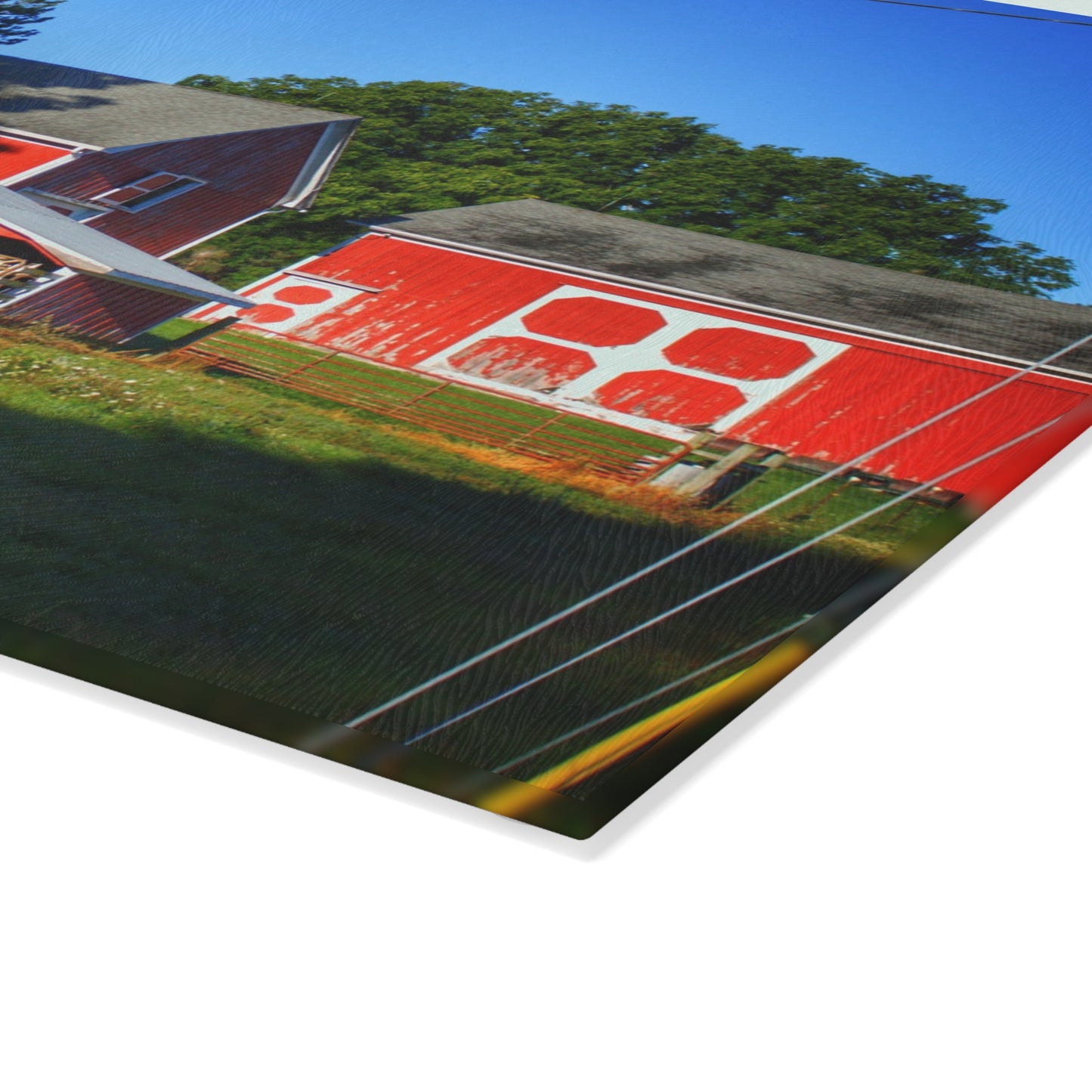 U R There Photography Rochester Road Little Red Farm Rustic Farmhouse Tempered-Glass Cutting Board