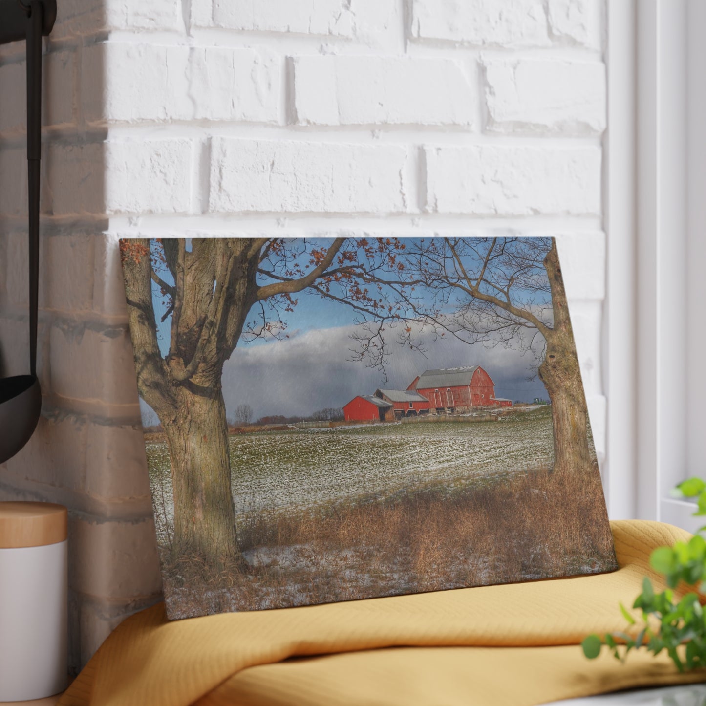U R There Photography Approaching Storm on Edward Road Rustic Farmhouse Tempered-Glass Cutting Board