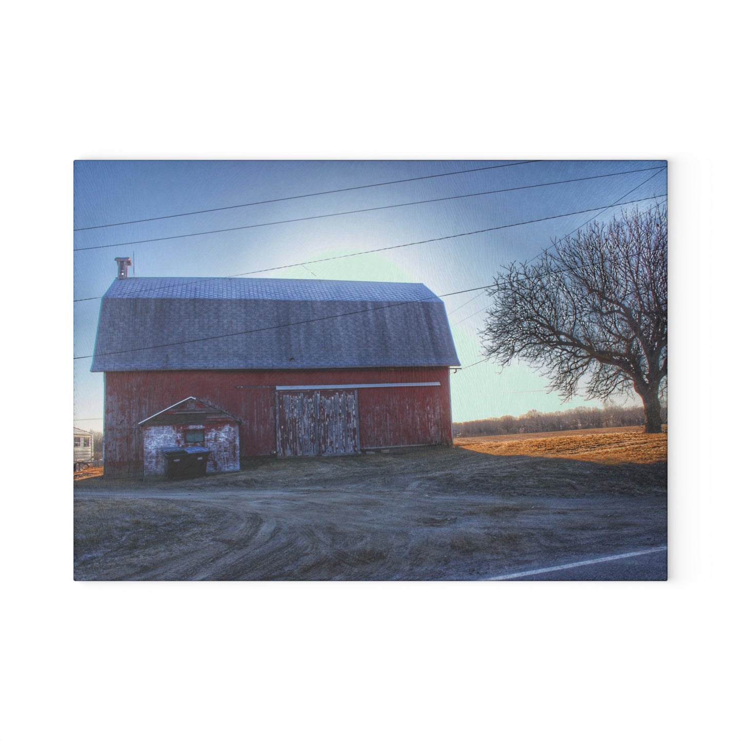 U R There Photography Rochester Red on a Spring Morning Rustic Farmhouse Tempered-Glass Cutting Board