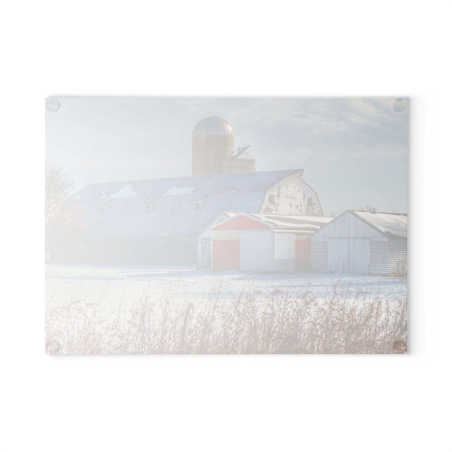 U R There Photography Shoemaker Road Grey Rustic Farmhouse Tempered-Glass Cutting Board