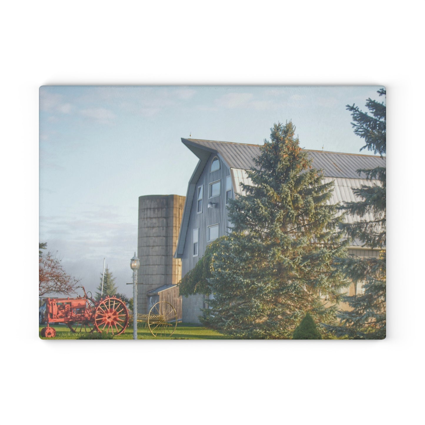 U R There Photography Peppermill Grey Rustic Farmhouse Tempered-Glass Cutting Board