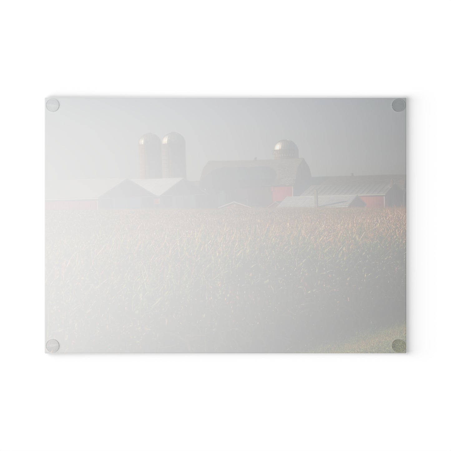 U R There Photography Slattery Road Farm and Cornfield II Rustic Farmhouse Tempered-Glass Cutting Board