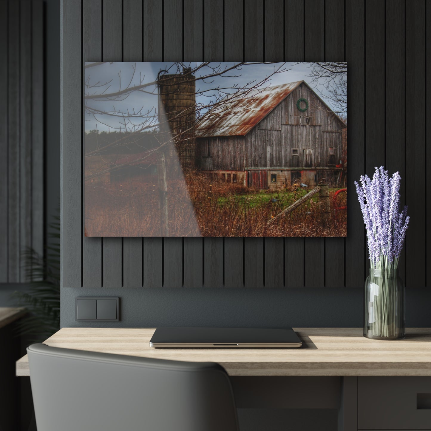 U R There Photography Churchill Christmas Barn II Rustic Farmhouse Acrylic Wall Print