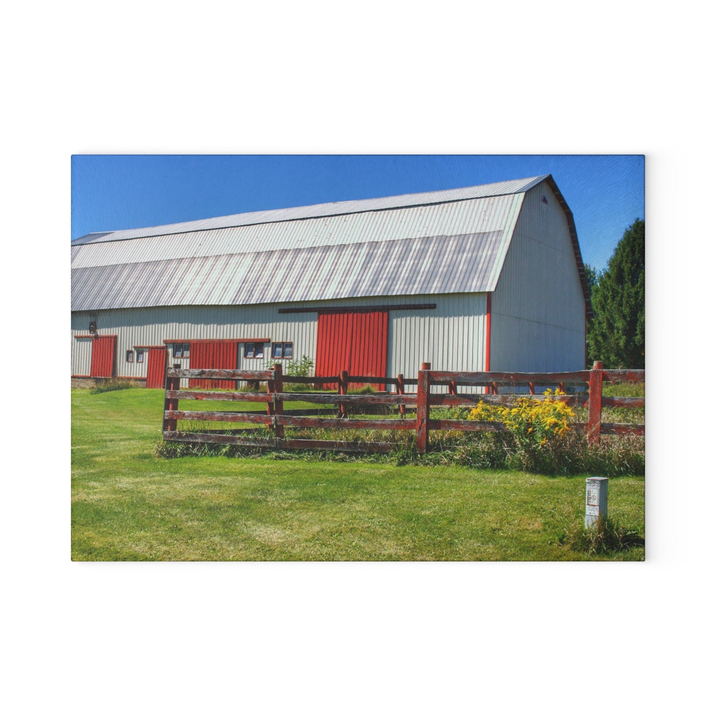 U R There Photography Bishop Road Beyond the Fence Rustic Farmhouse Tempered-Glass Cutting Board