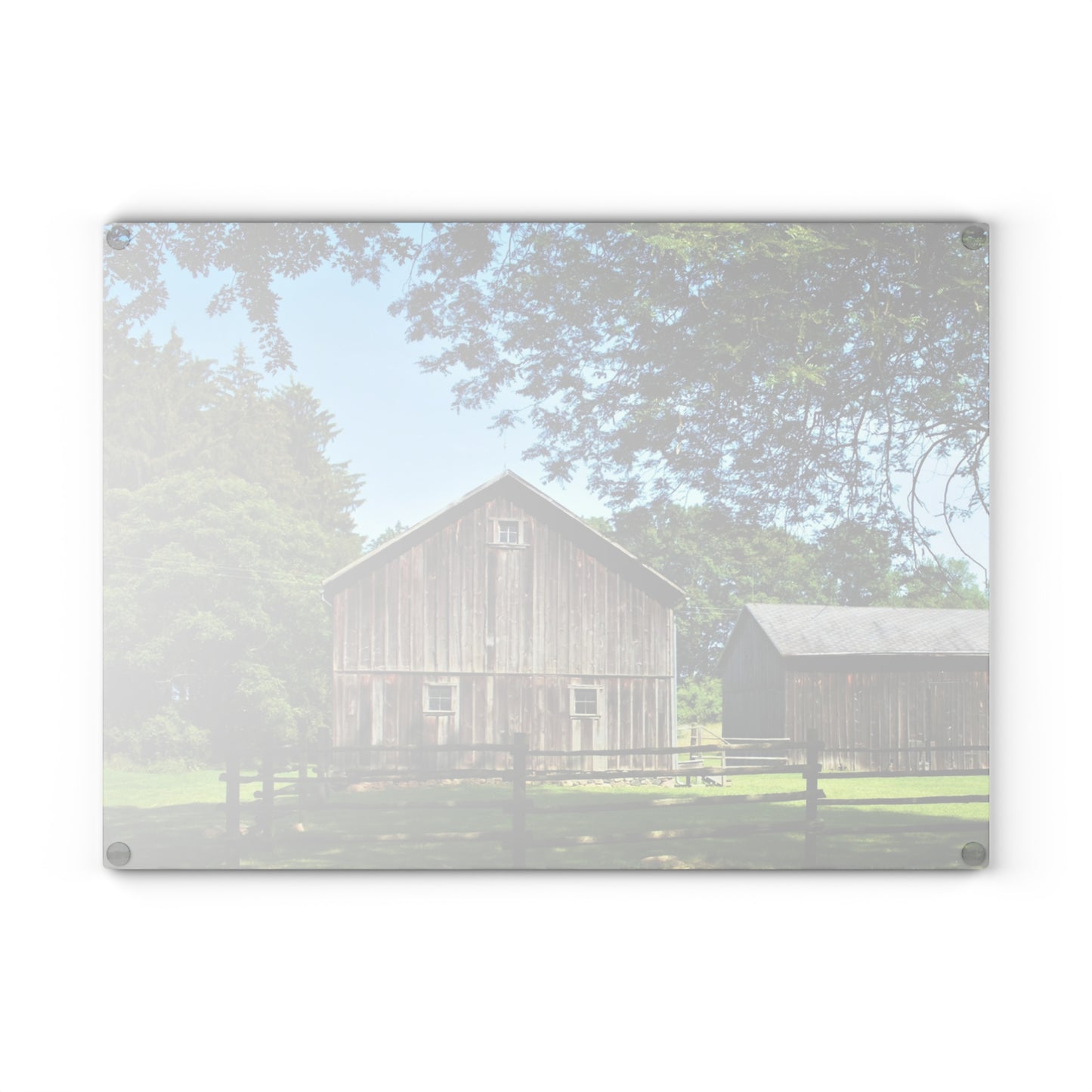 U R There Photography Otisville Grey Rustic Farmhouse Tempered-Glass Cutting Board