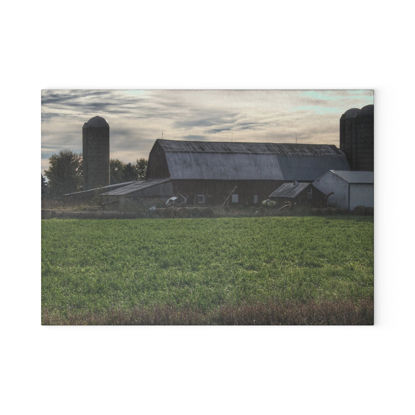 U R There Photography Shepard Road Farm II Rustic Farmhouse Tempered-Glass Cutting Board