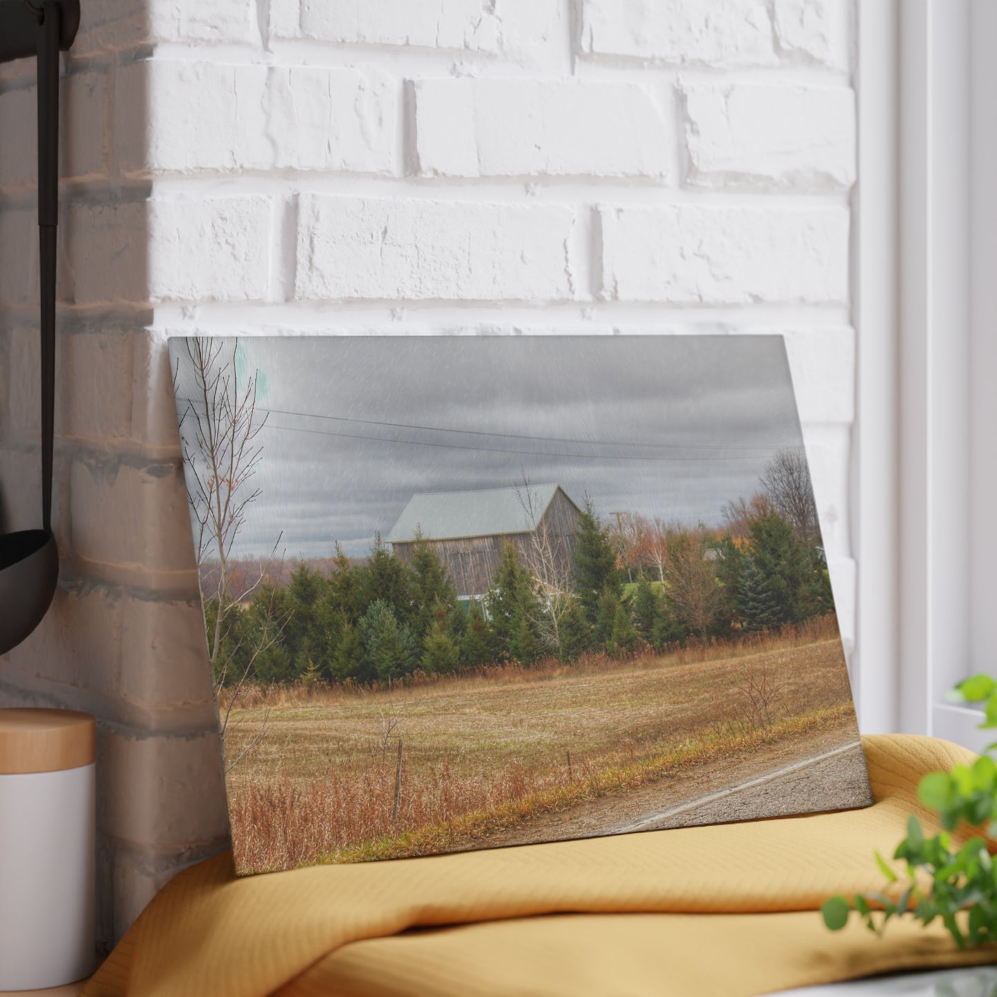 U R There Photography Burnside Grey Rustic Farmhouse Tempered-Glass Cutting Board