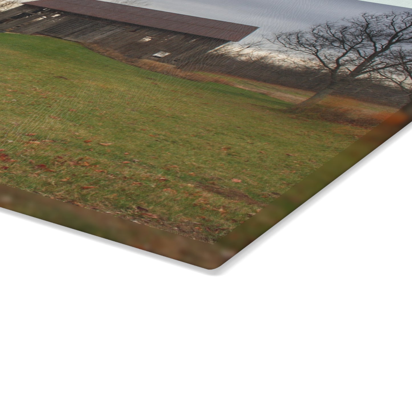 U R There Photography Roadside Greys of Carsonville Rustic Farmhouse Tempered-Glass Cutting Board