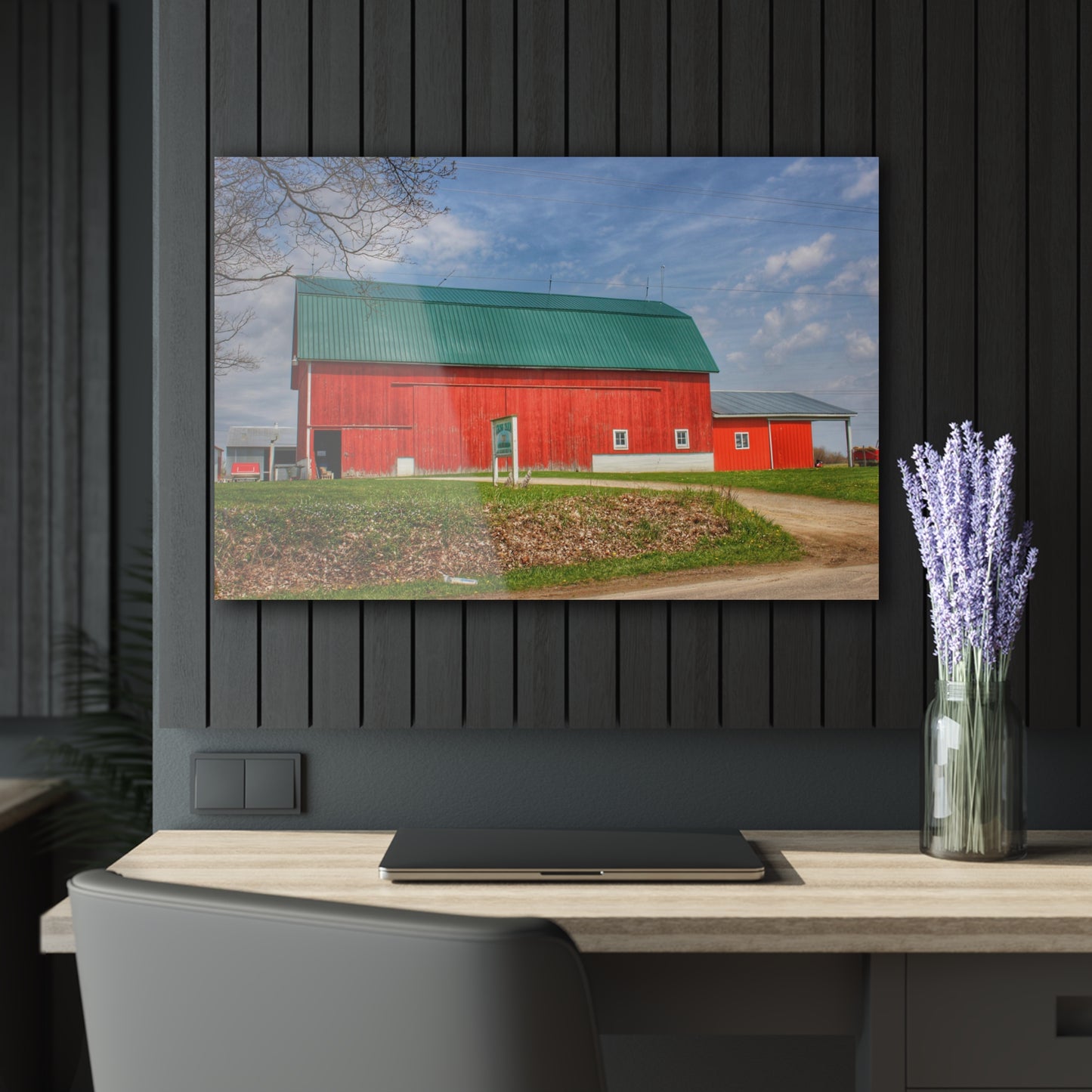 U R There Photography Coldwater Road Red II Rustic Farmhouse Acrylic Wall Print