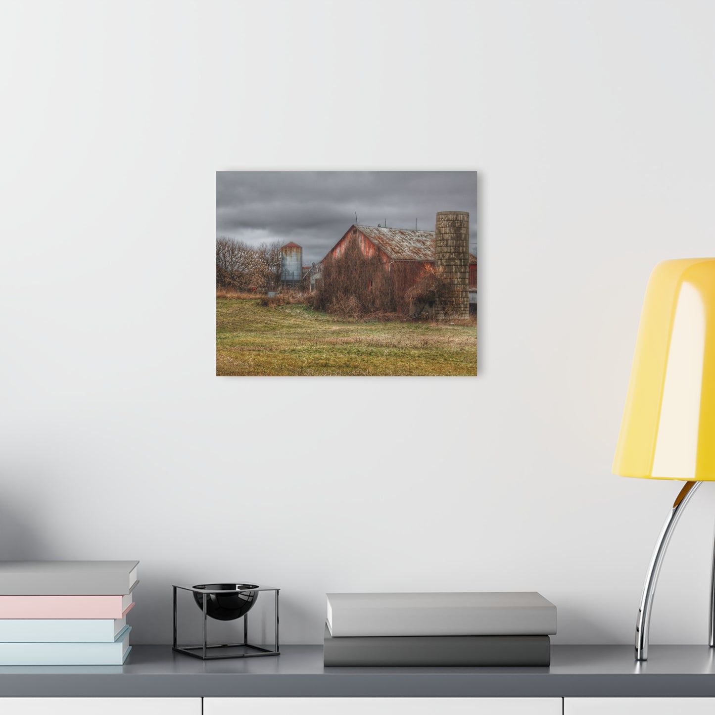 U R There Photography Slattery Road Old Red and Silo II Rustic Farmhouse Acrylic Wall Print