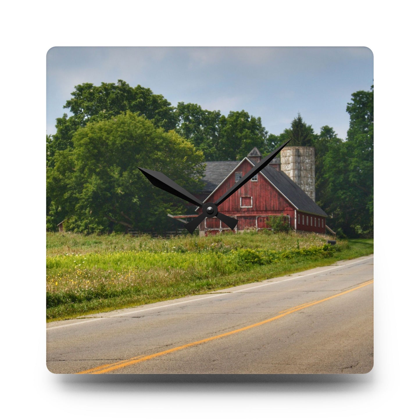 U R There Photography Metamora Red II Rustic Farmhouse Acrylic Analog Wall Clock