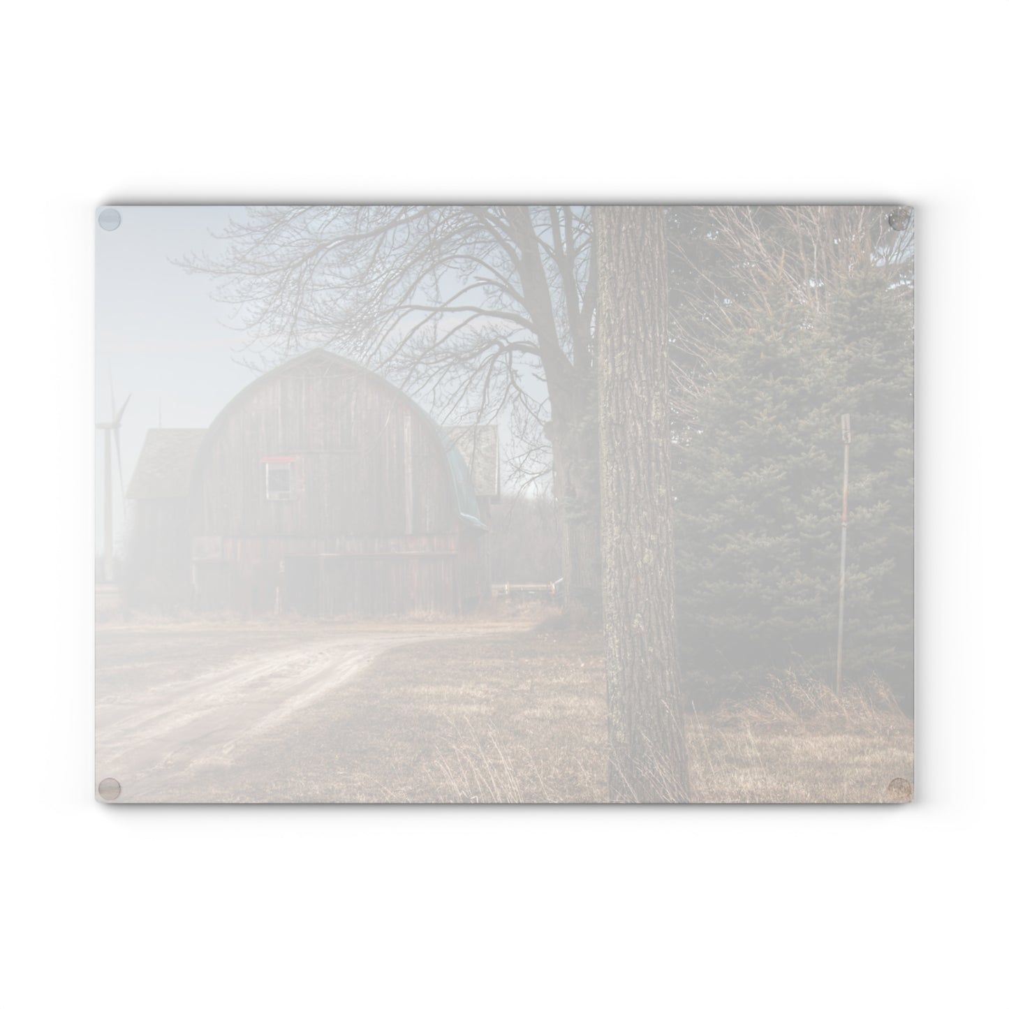 U R There Photography Barns of Deckerville Road I Rustic Farmhouse Tempered-Glass Cutting Board