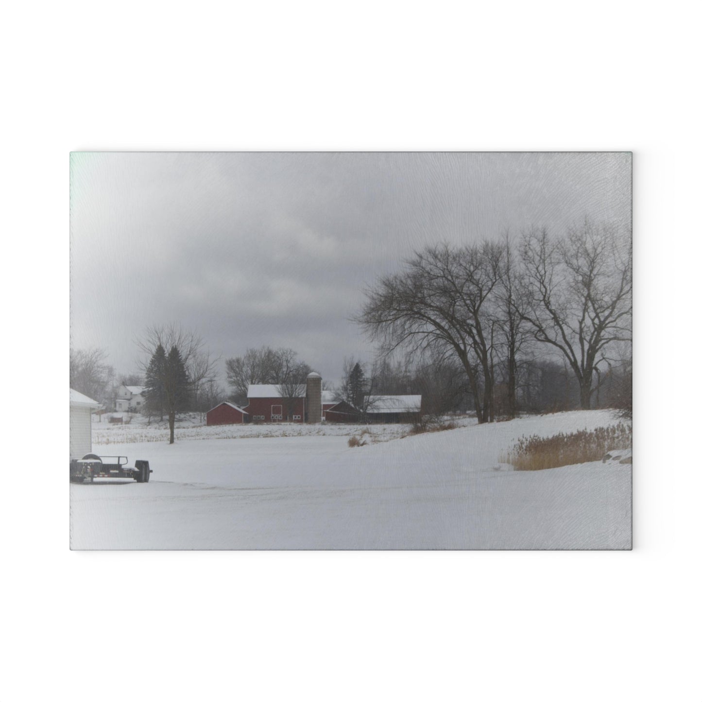 U R There Photography Across the Field on Sandy Lane Rustic Farmhouse Tempered-Glass Cutting Board