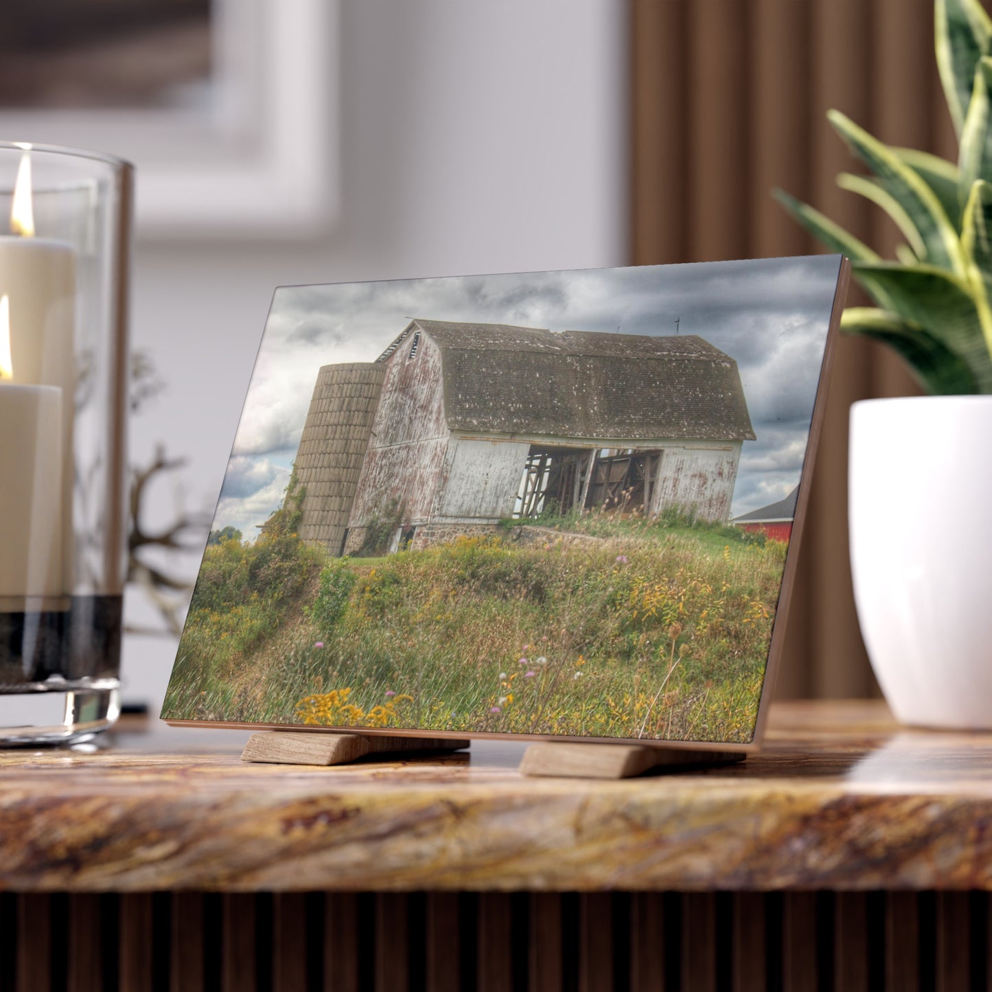 U R There Photography Castle Road White Rustic Farmhouse Decorative Ceramic Tile